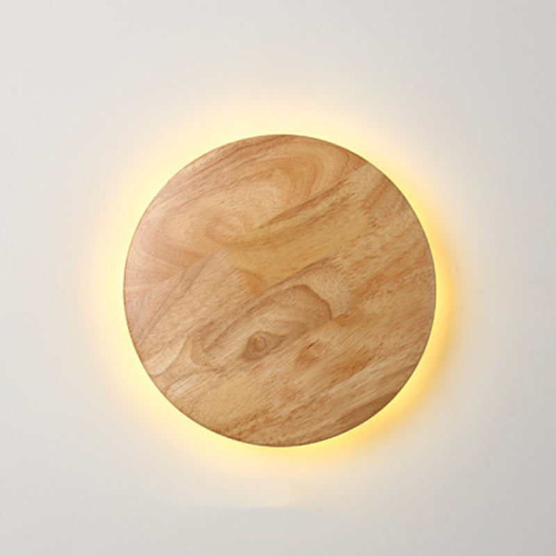 Contemporary Nordic Round Iron Wood LED Wall Sconce Lamp