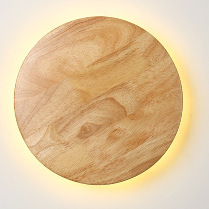Contemporary Nordic Round Iron Wood LED Wall Sconce Lamp