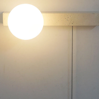 Japanese Rectangular Stone Glass 1-Light Wall Sconce Lamp