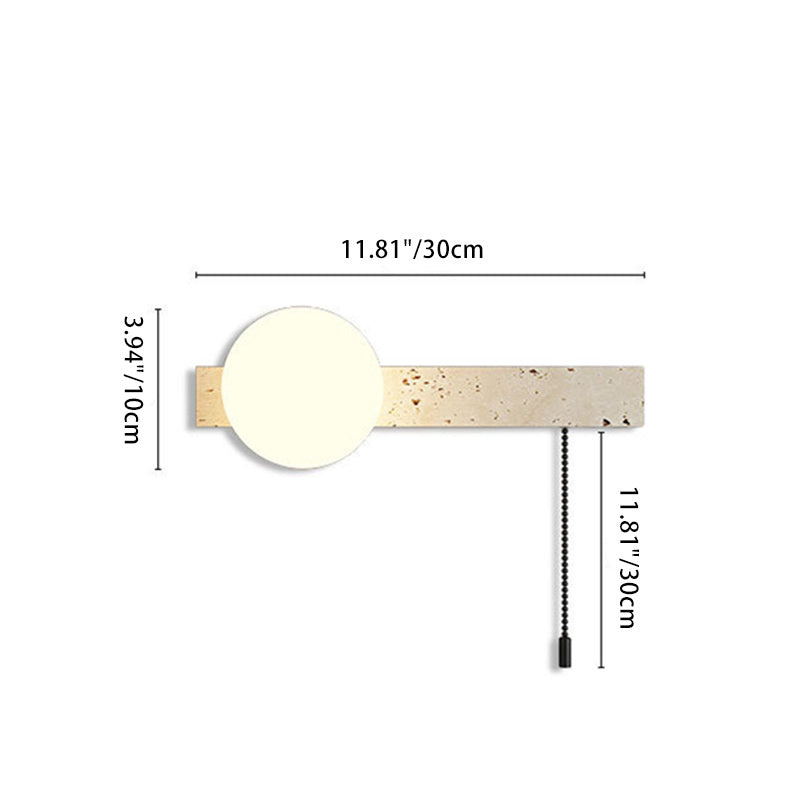Japanese Rectangular Stone Glass 1-Light Wall Sconce Lamp