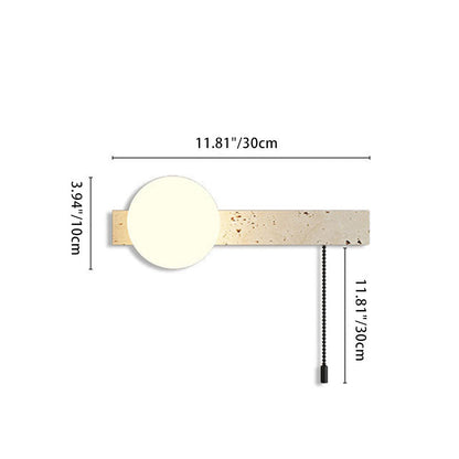 Japanese Rectangular Stone Glass 1-Light Wall Sconce Lamp