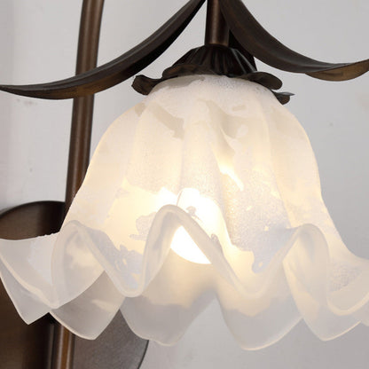 Traditional Flower Iron Glass 1-Light Wall Sconce Lamp