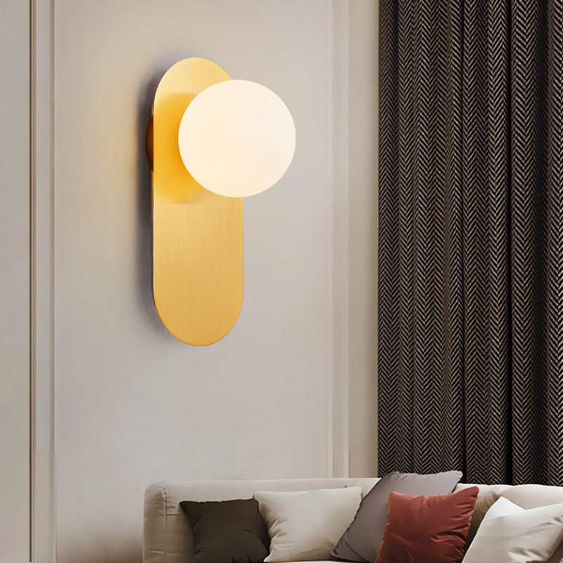 Scandinavian Oval Iron Glass 1-Light Wall Sconce Lamp