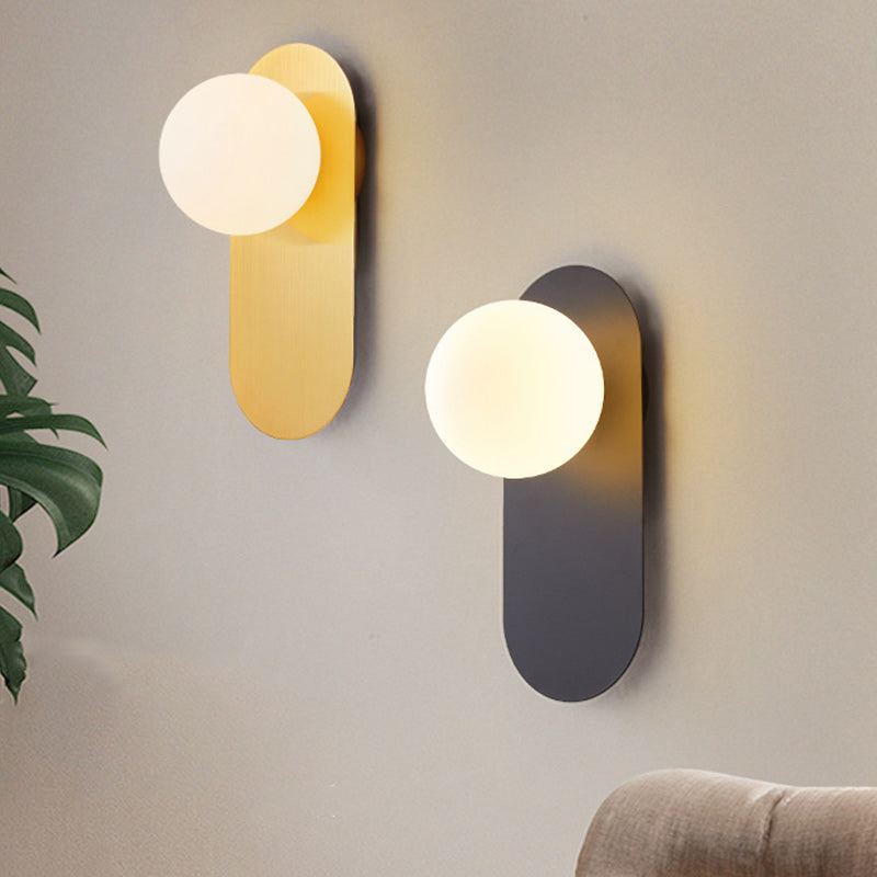 Scandinavian Oval Iron Glass 1-Light Wall Sconce Lamp