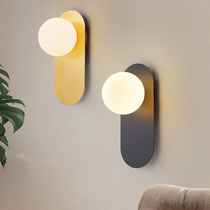 Scandinavian Oval Iron Glass 1-Light Wall Sconce Lamp