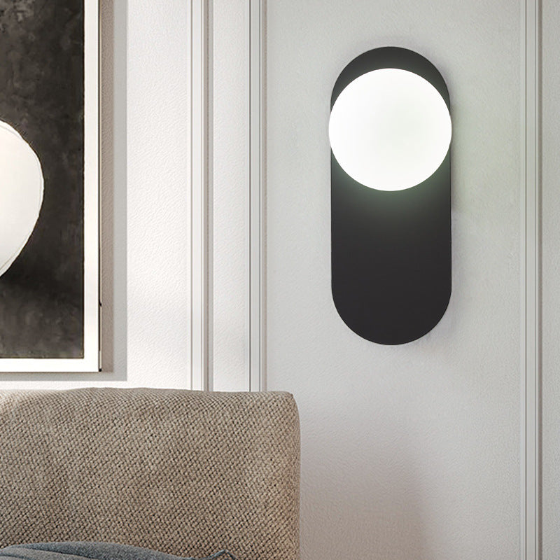 Scandinavian Oval Iron Glass 1-Light Wall Sconce Lamp