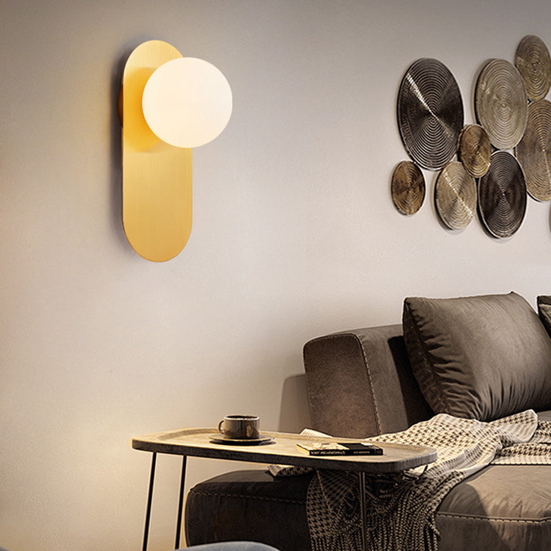 Scandinavian Oval Iron Glass 1-Light Wall Sconce Lamp