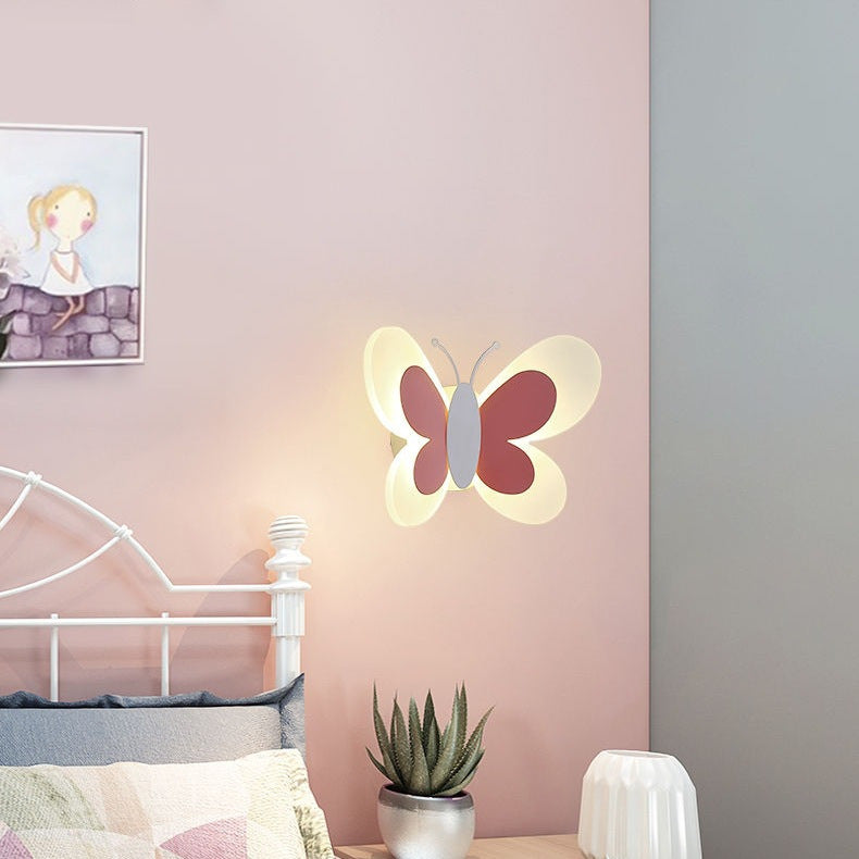Creative Butterfly Iron Glass LED Kids Wall Sconce Lamp