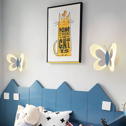 Creative Butterfly Iron Glass LED Kids Wall Sconce Lamp