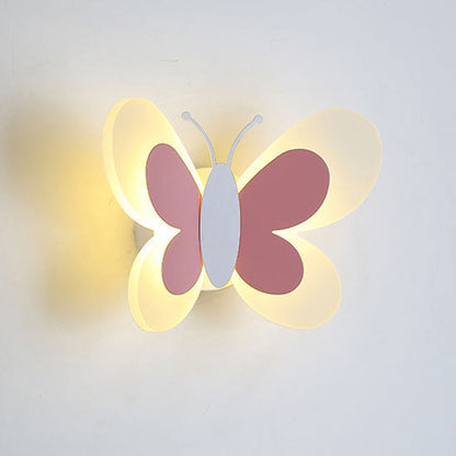 Creative Butterfly Iron Glass LED Kids Wall Sconce Lamp