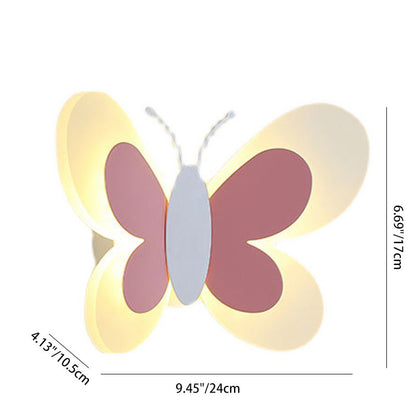 Creative Butterfly Iron Glass LED Kids Wall Sconce Lamp