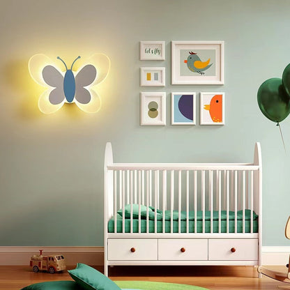 Creative Butterfly Iron Glass LED Kids Wall Sconce Lamp