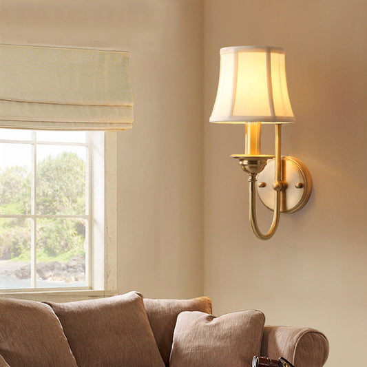 Traditional Drum Copper Fabric 1-Light Wall Sconce Lamp