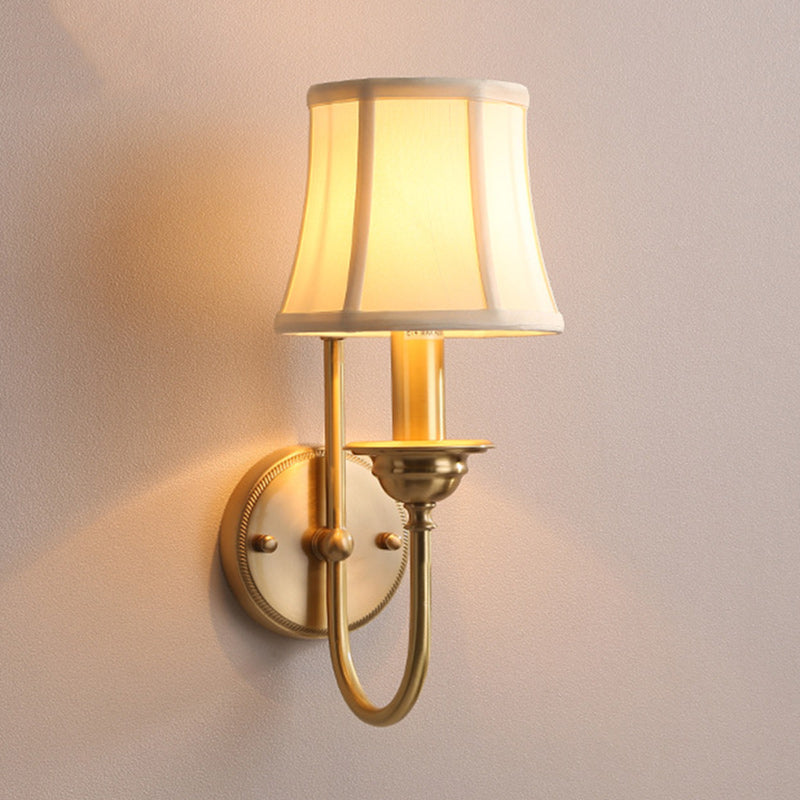 Traditional Drum Copper Fabric 1-Light Wall Sconce Lamp
