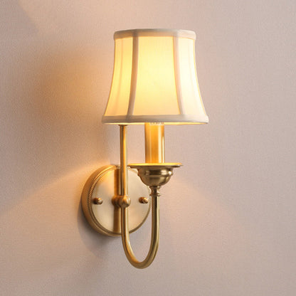 Traditional Drum Copper Fabric 1-Light Wall Sconce Lamp