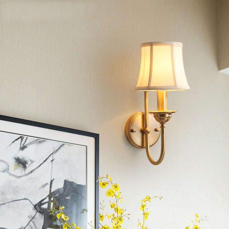 Traditional Drum Copper Fabric 1-Light Wall Sconce Lamp