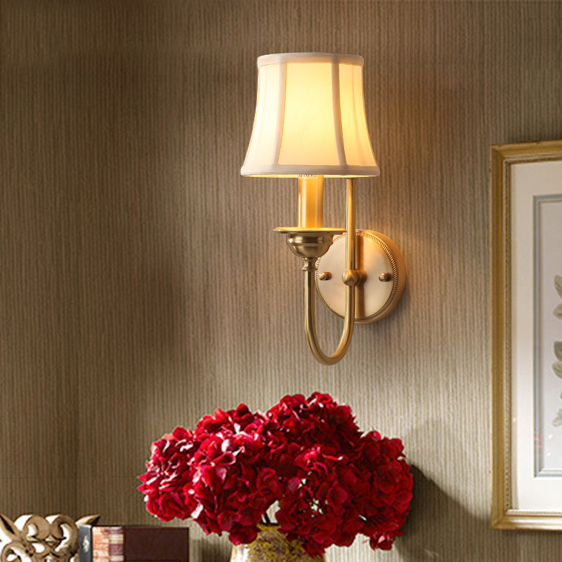 Traditional Drum Copper Fabric 1-Light Wall Sconce Lamp