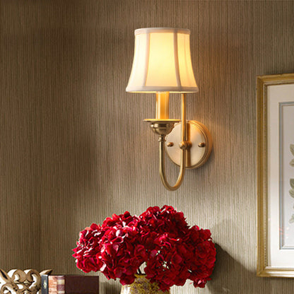 Traditional Drum Copper Fabric 1-Light Wall Sconce Lamp