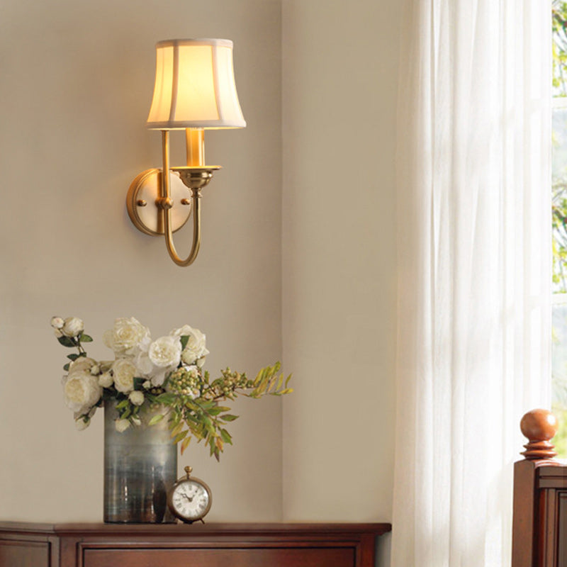 Traditional Drum Copper Fabric 1-Light Wall Sconce Lamp