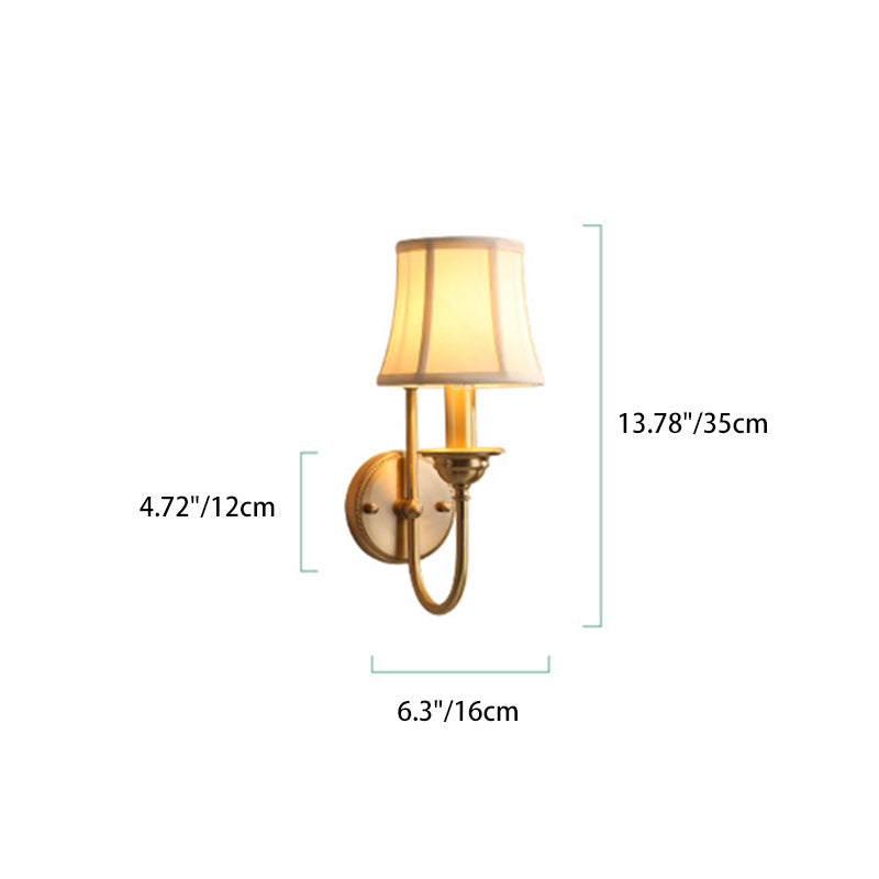 Traditional Drum Copper Fabric 1-Light Wall Sconce Lamp