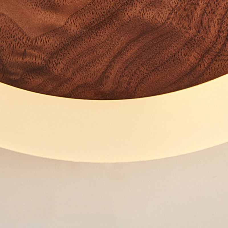 Contemporary Nordic Round Wood Acrylic LED Wall Sconce Lamp