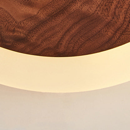 Contemporary Nordic Round Wood Acrylic LED Wall Sconce Lamp