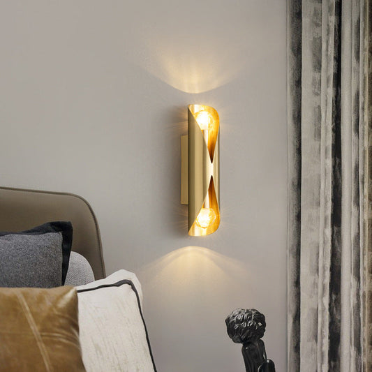 Modern Minimalist Column Copper 2-Light Wall Sconce Lamp
