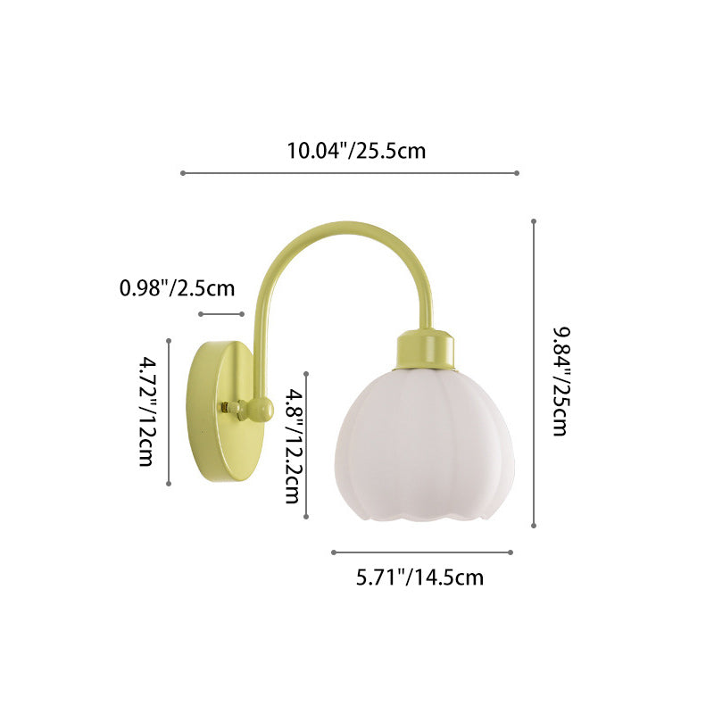 Nordic Flower Iron Glass 1-Light Wall Sconce Lamp
