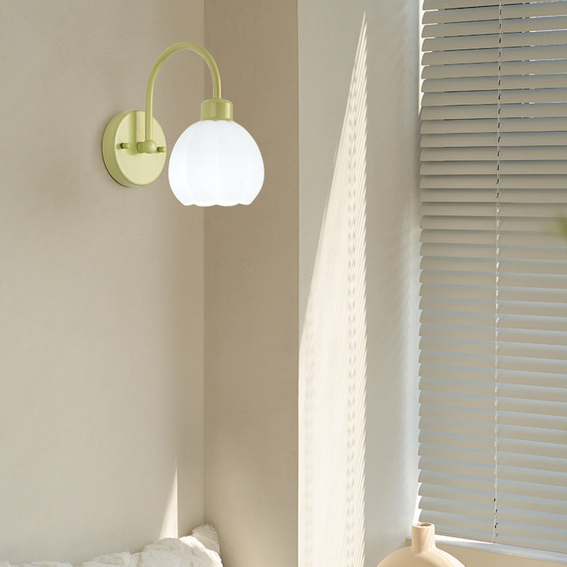 Nordic Flower Iron Glass 1-Light Wall Sconce Lamp