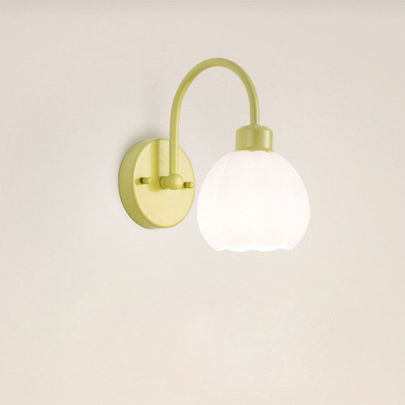 Nordic Flower Iron Glass 1-Light Wall Sconce Lamp