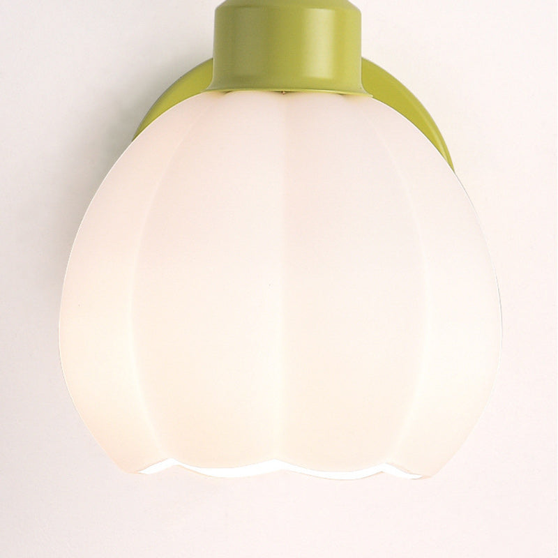 Nordic Flower Iron Glass 1-Light Wall Sconce Lamp