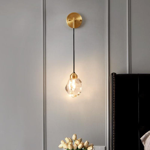 Nordic Round Copper Crystal 1-Light Wall Sconce Lamp