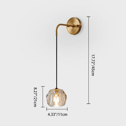 Nordic Round Copper Crystal 1-Light Wall Sconce Lamp