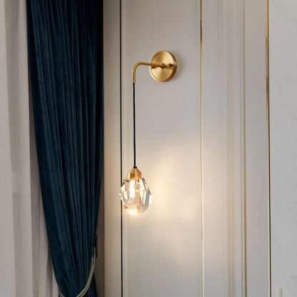 Nordic Round Copper Crystal 1-Light Wall Sconce Lamp