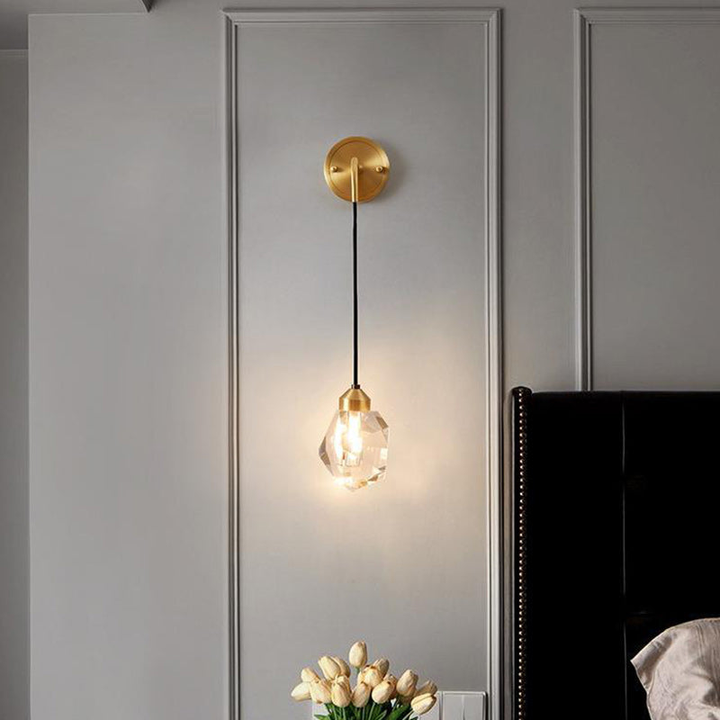 Nordic Round Copper Crystal 1-Light Wall Sconce Lamp