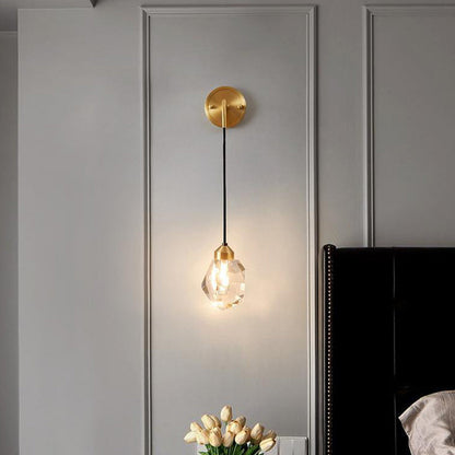 Nordic Round Copper Crystal 1-Light Wall Sconce Lamp