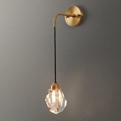 Nordic Round Copper Crystal 1-Light Wall Sconce Lamp