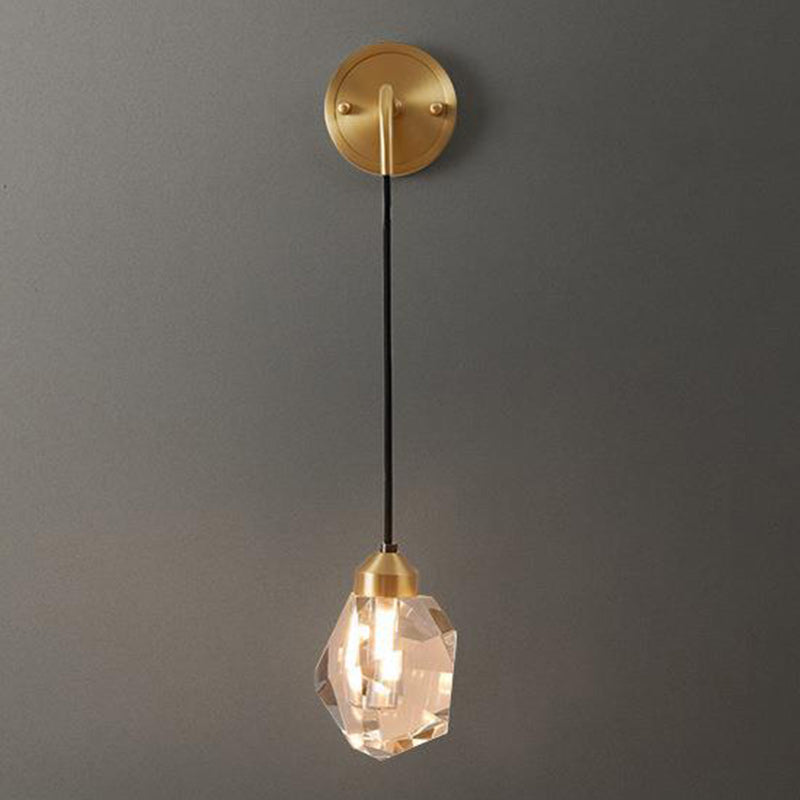 Nordic Round Copper Crystal 1-Light Wall Sconce Lamp