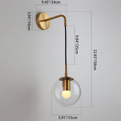 Modern Minimalist Globe Iron Glass 1-Light Wall Sconce Lamp