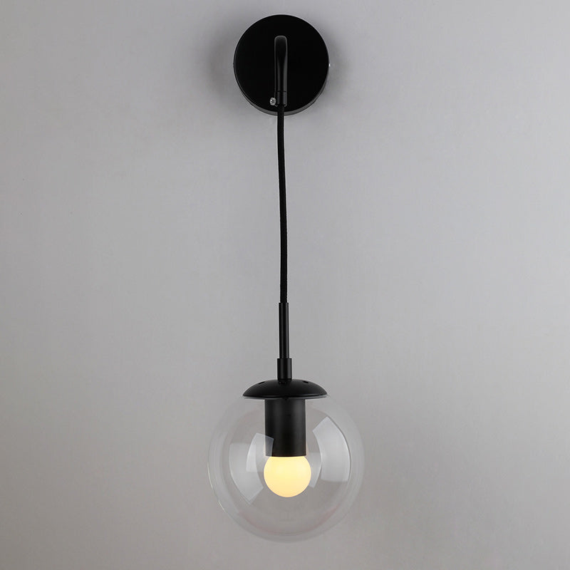 Modern Minimalist Globe Iron Glass 1-Light Wall Sconce Lamp