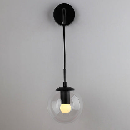Modern Minimalist Globe Iron Glass 1-Light Wall Sconce Lamp