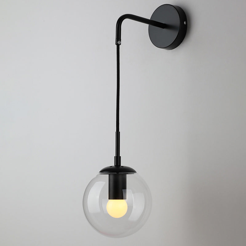 Modern Minimalist Globe Iron Glass 1-Light Wall Sconce Lamp