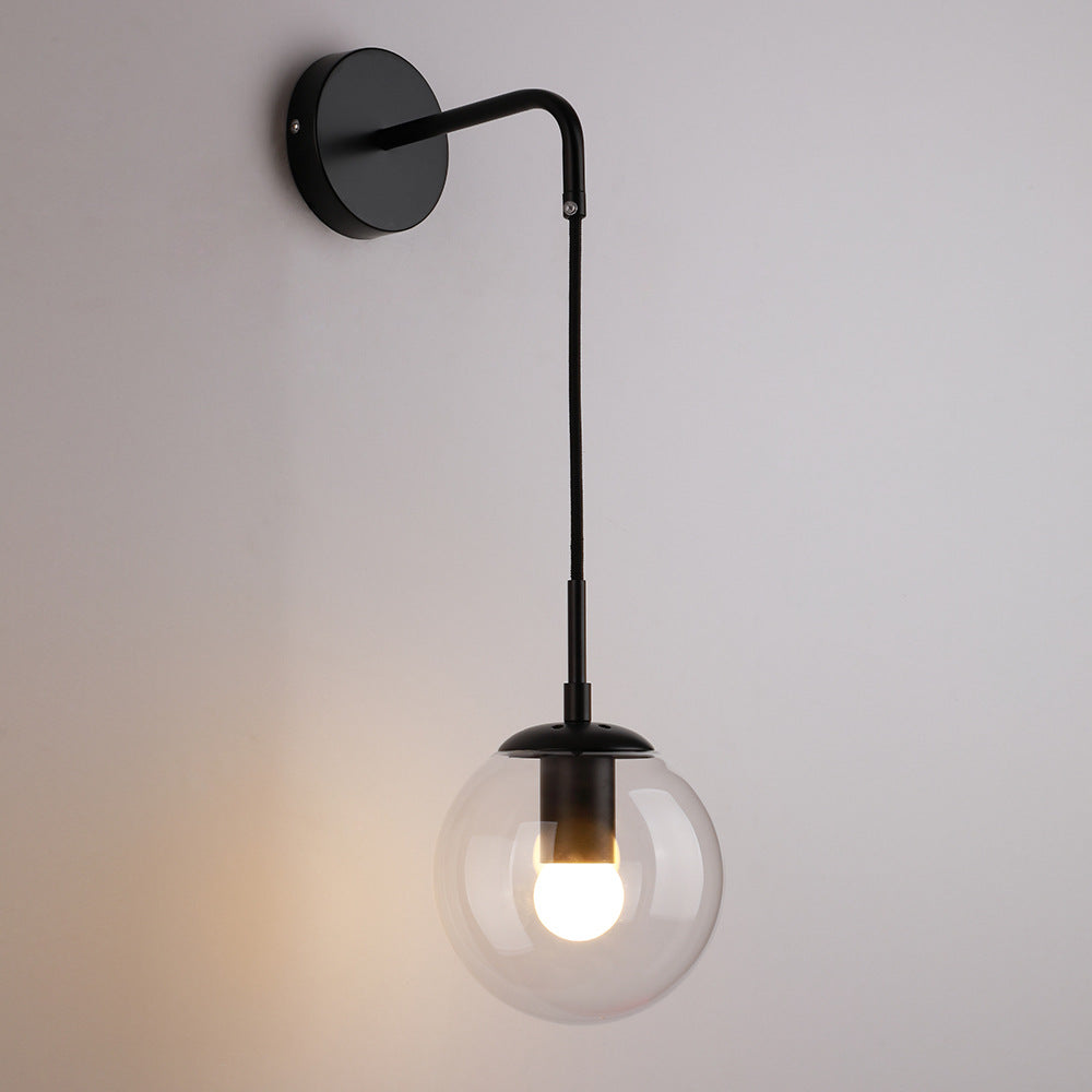 Modern Minimalist Globe Iron Glass 1-Light Wall Sconce Lamp