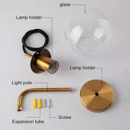 Modern Minimalist Globe Iron Glass 1-Light Wall Sconce Lamp