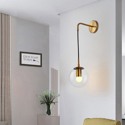 Modern Minimalist Globe Iron Glass 1-Light Wall Sconce Lamp