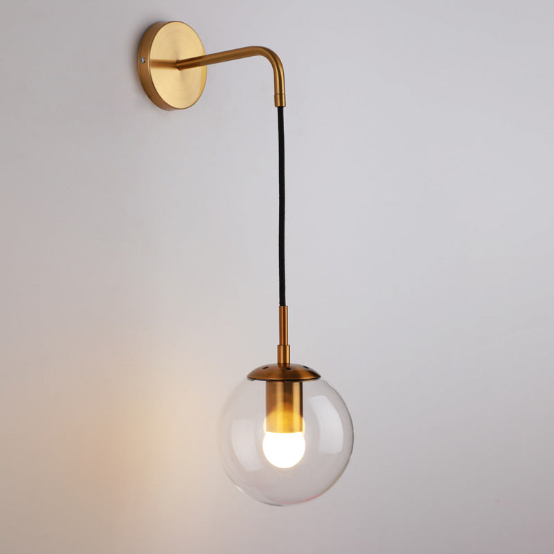 Modern Minimalist Globe Iron Glass 1-Light Wall Sconce Lamp