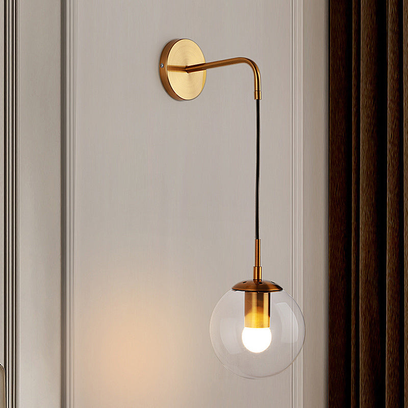 Modern Minimalist Globe Iron Glass 1-Light Wall Sconce Lamp