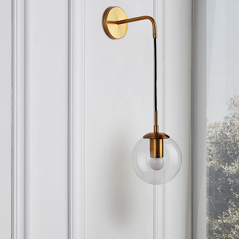 Modern Minimalist Globe Iron Glass 1-Light Wall Sconce Lamp