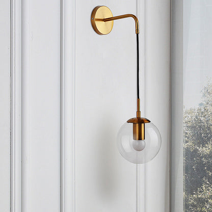 Modern Minimalist Globe Iron Glass 1-Light Wall Sconce Lamp