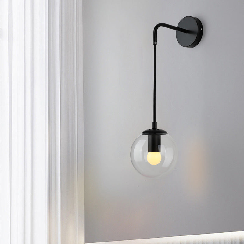 Modern Minimalist Globe Iron Glass 1-Light Wall Sconce Lamp